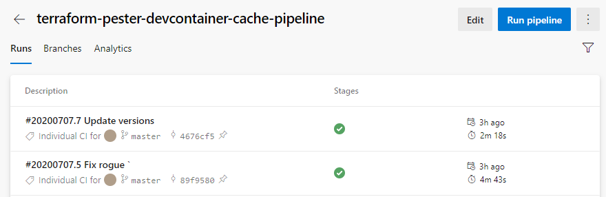 Caching pipelines